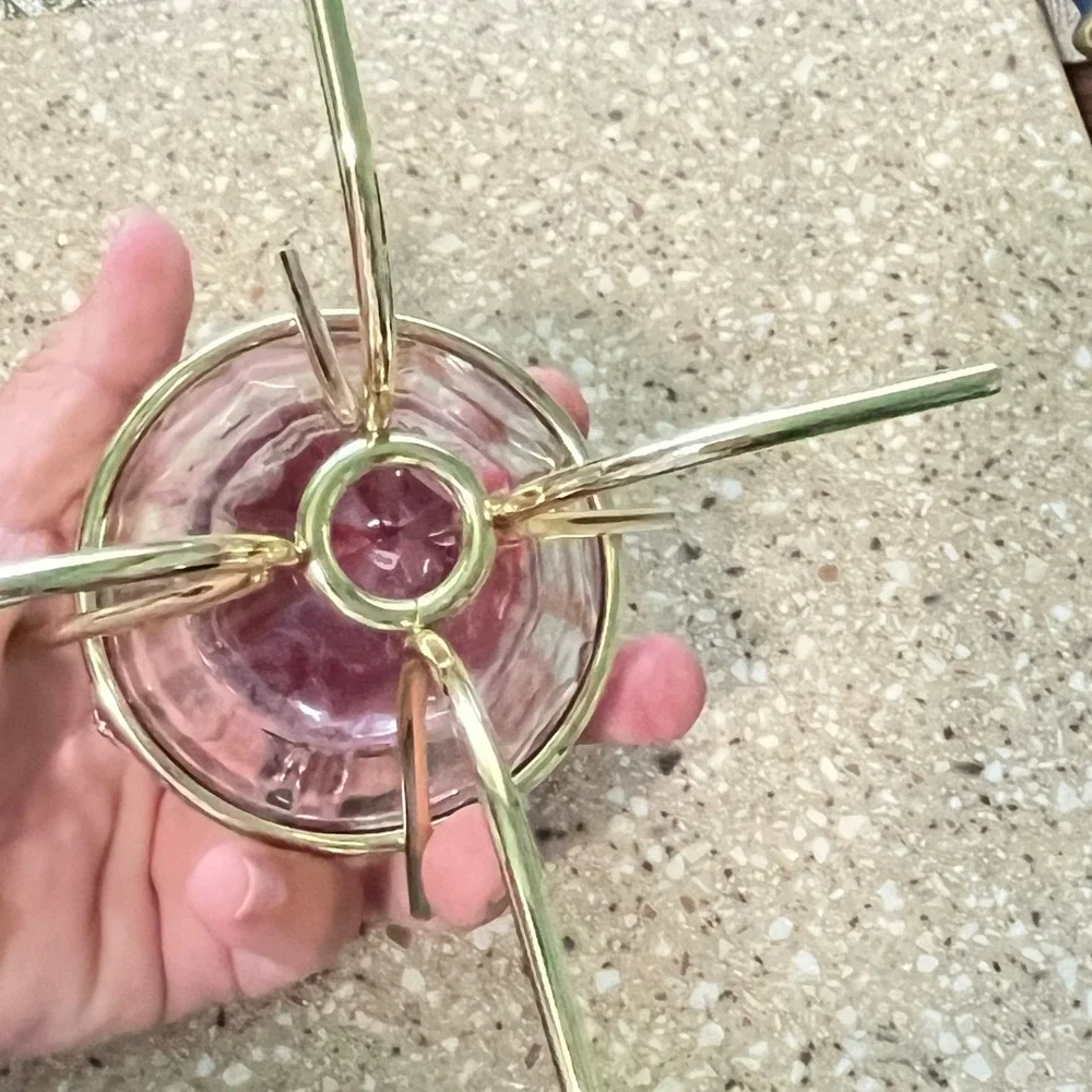 Bleikristall Crystal Votive Holder Clear Gold Diamond‎ Lead Glass Stand